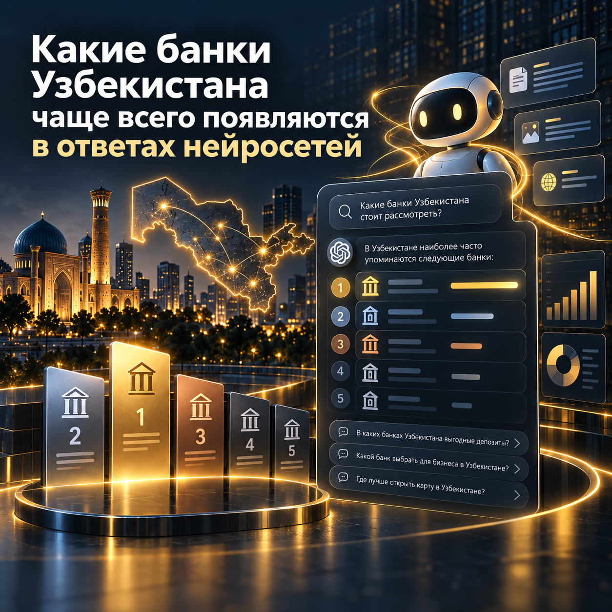 Какие банки Узбекистана чаще всего появляются в ответах нейросетей Какие банки Узбекистана чаще всего появляются в ответах нейросетей